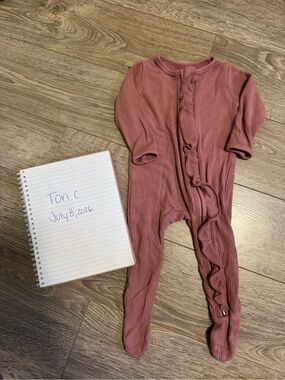 Kyte BABY Ribbed Ruffle Footed One-Piece - Dusty Rose